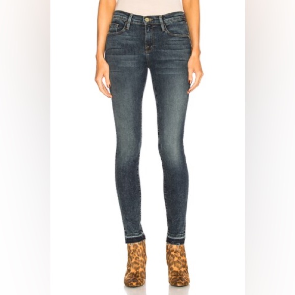 Frame Le Skinny De Jeanne In Osaka Wash Raw Open Hem Slit Size 31